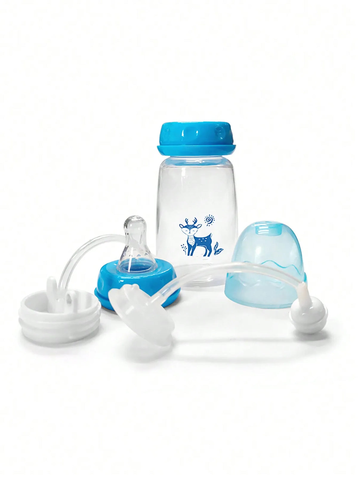 Hands-Free Self-Feeding Baby Bottle with Straw Brush (150ml)
