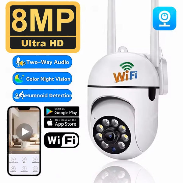 8MP PTZ Outdoor Security Camera with AI Tracking & Night Vision