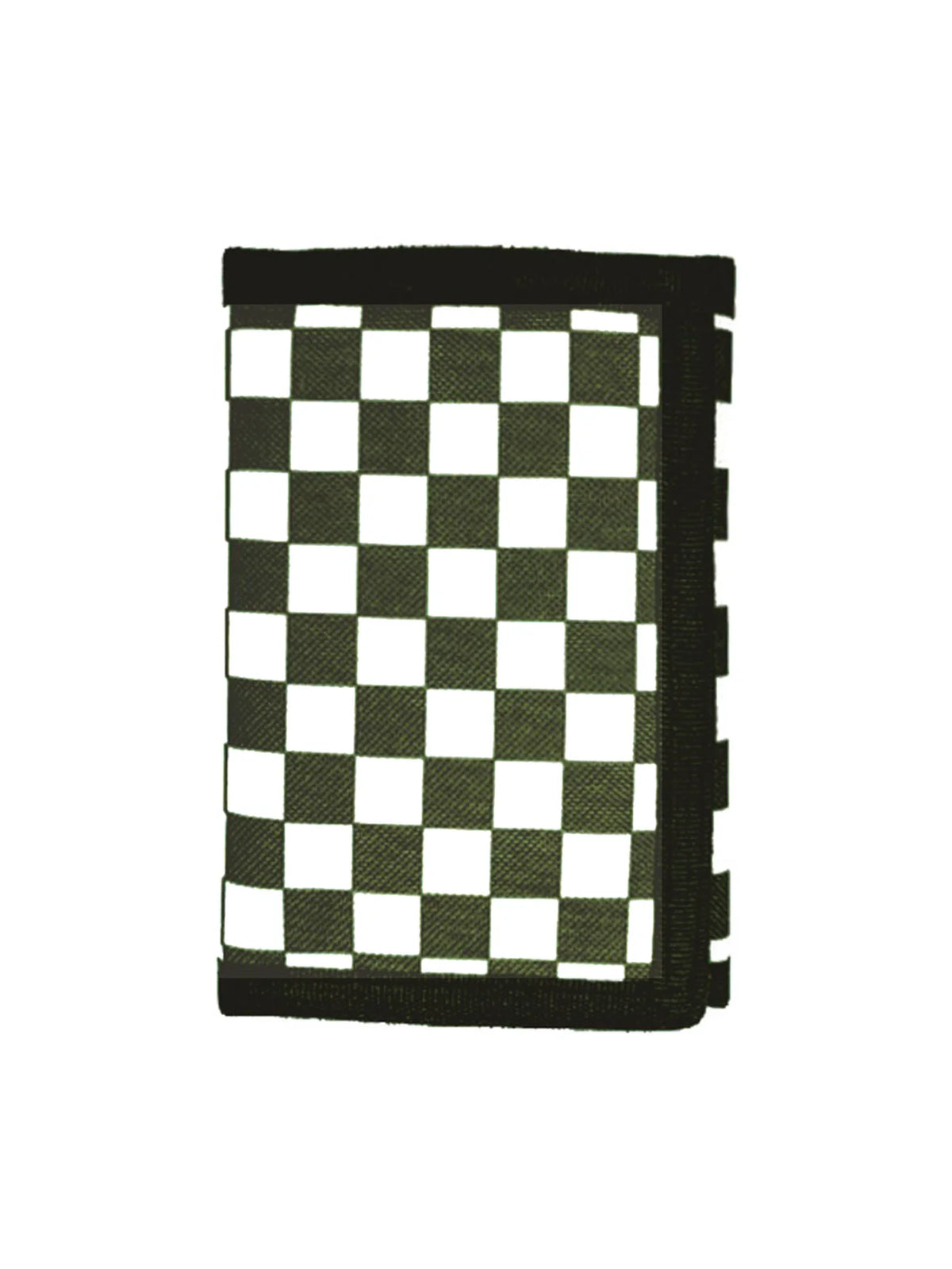 Checkered Print Compact Tri-Fold Wallet with ID Window
