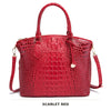 Vintage Croc-Embossed Structured Satchel Handbag