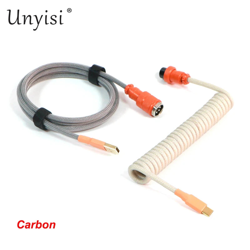 Handcrafted Coiled USB-A to Type-C Cable for Mechanical Keyboards