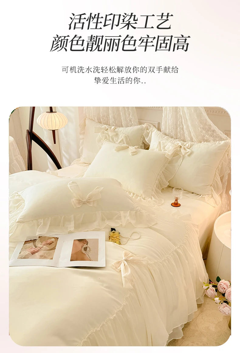 Princess Chiffon Duvet Cover with Romantic Ruffles