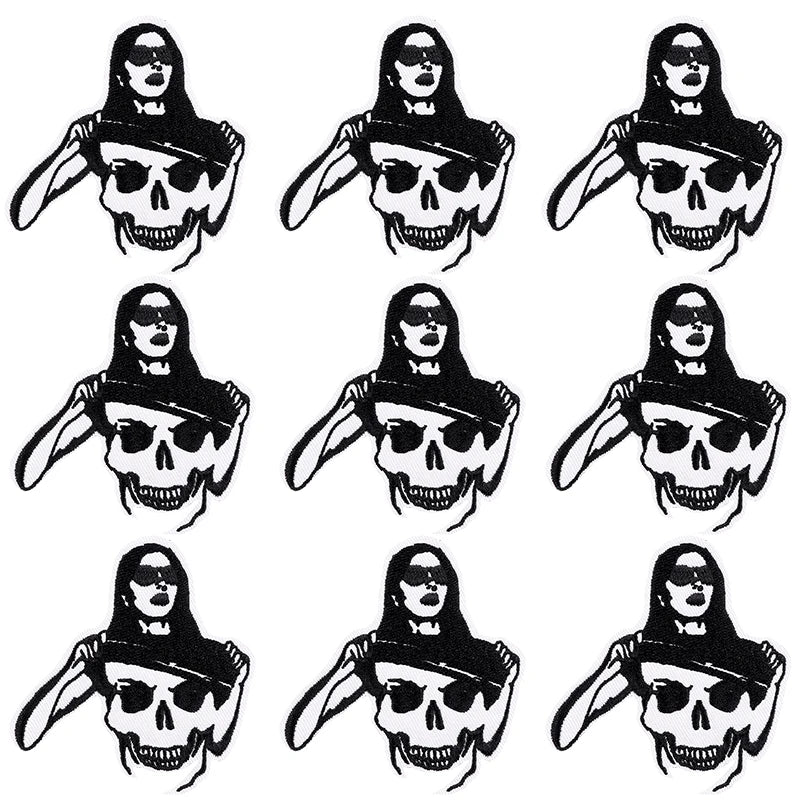 Punk Skull & Horror Embroidered Iron-On Patches (Set of 10)