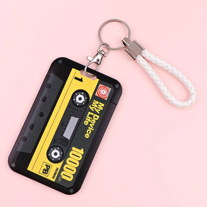 Retro Cassette Tape Card Holder with Keychain