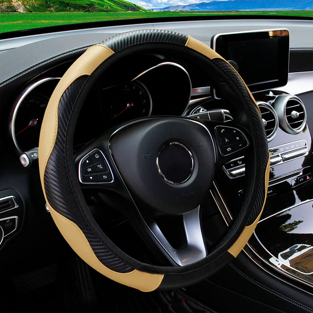 PU Carbon Fiber Steering Wheel Cover