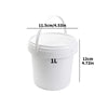 White reusable storage container with a handle and leakproof lid, measuring 1L.