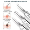 Stainless steel tool set for cleaning blackheads and acne from the nose and facial skin