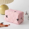 Quilted Floral Makeup Bag with Bow Detail