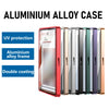 Aluminum alloy case with UV protection and double coating featuring multiple colored trading card display slots.