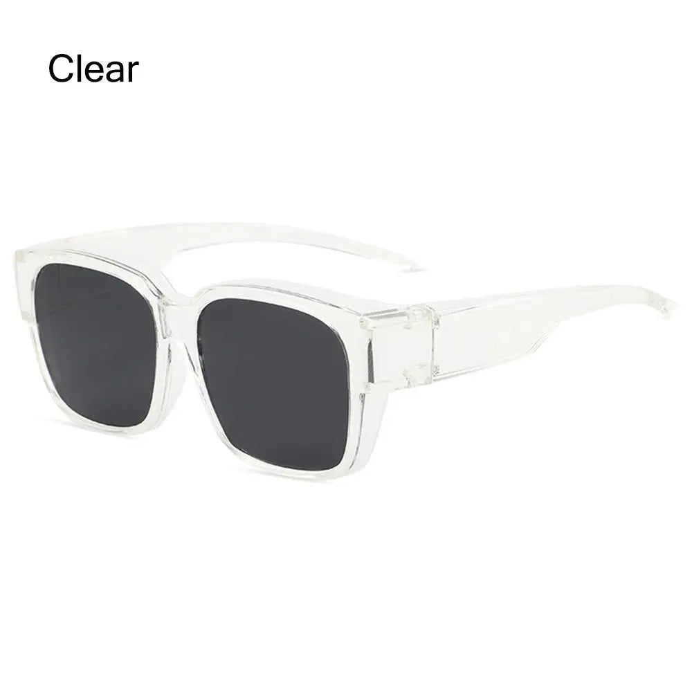 Clear acetate fit-over sunglasses with black lenses