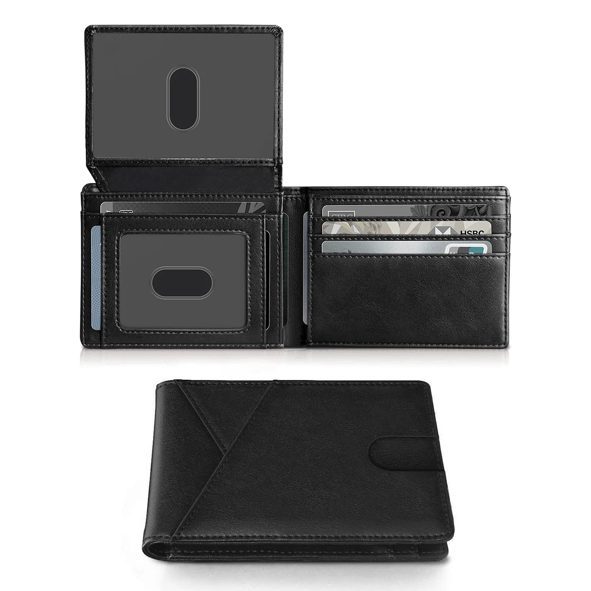 RFID Blocking Ultra-Thin Bifold Wallet with ID Windows