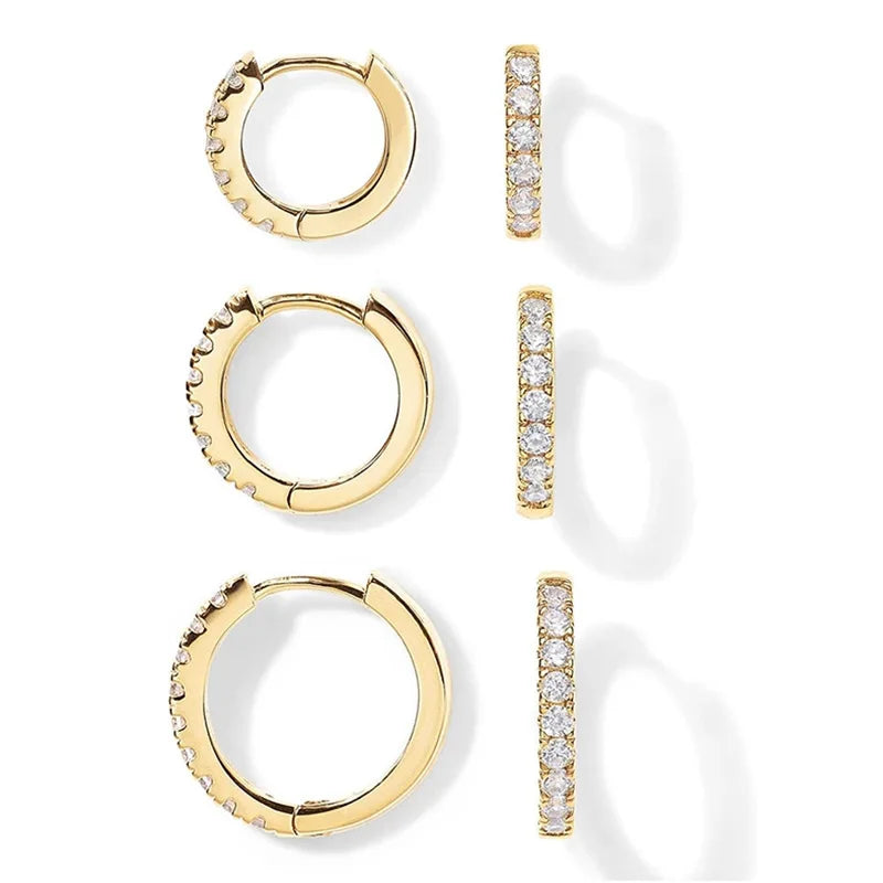 Gold-Plated Cubic Zirconia Huggie Hoop Earrings