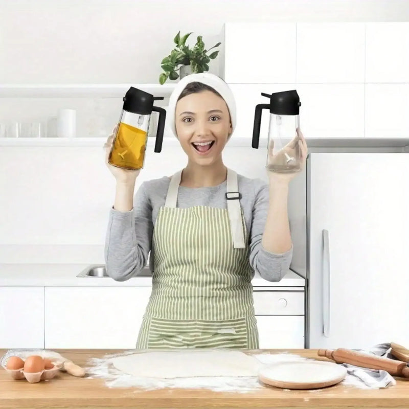 Round Glass Oil Dispenser & Spray Bottle