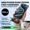 Compact 5000mAh Power Bank with Built-in USB-C Cable