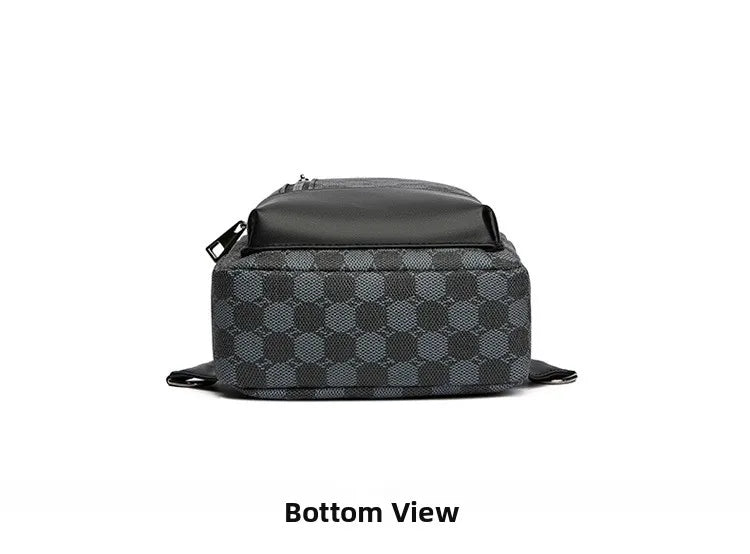Men's Waterproof PU Leather Crossbody Bag with Geometric Pattern