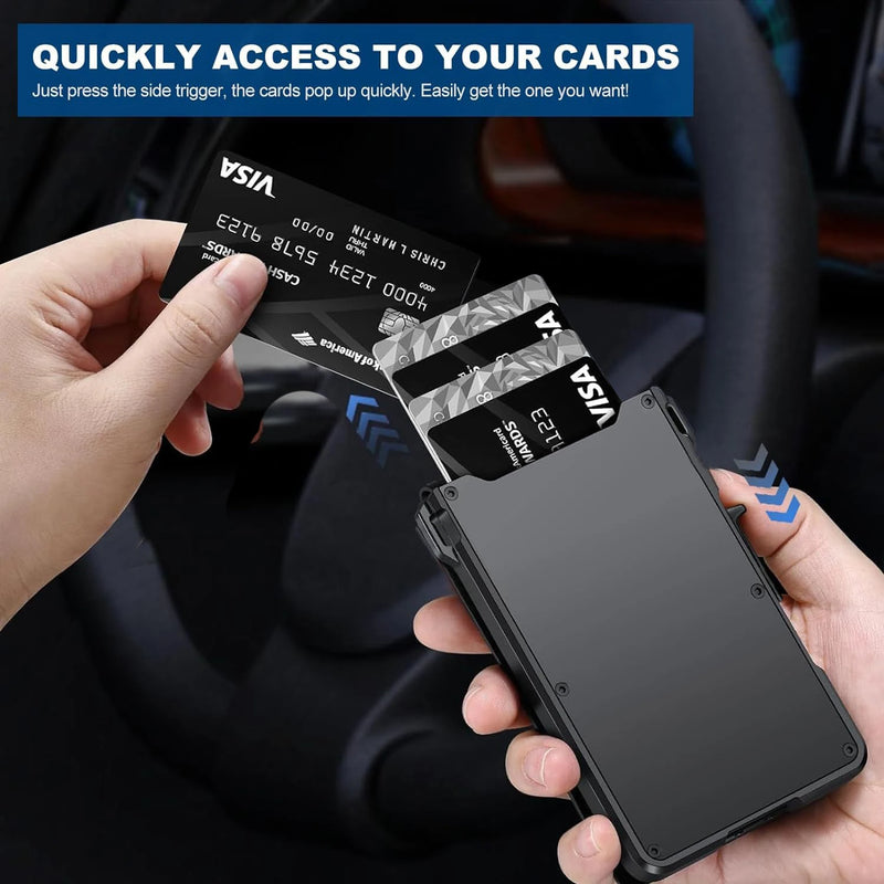 Slim RFID-Blocking Metal Wallet with Money Clip