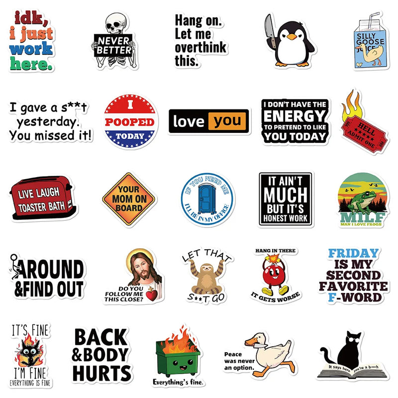 Snarky Meme Vinyl Stickers - Funny Doodle Art Decals