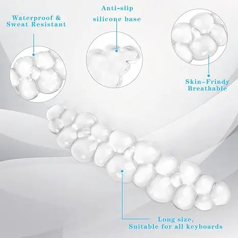 A set of cloud-shaped ergonomic wrist rests designed for keyboards and mice, highlighting waterproof, anti-slip silicone base