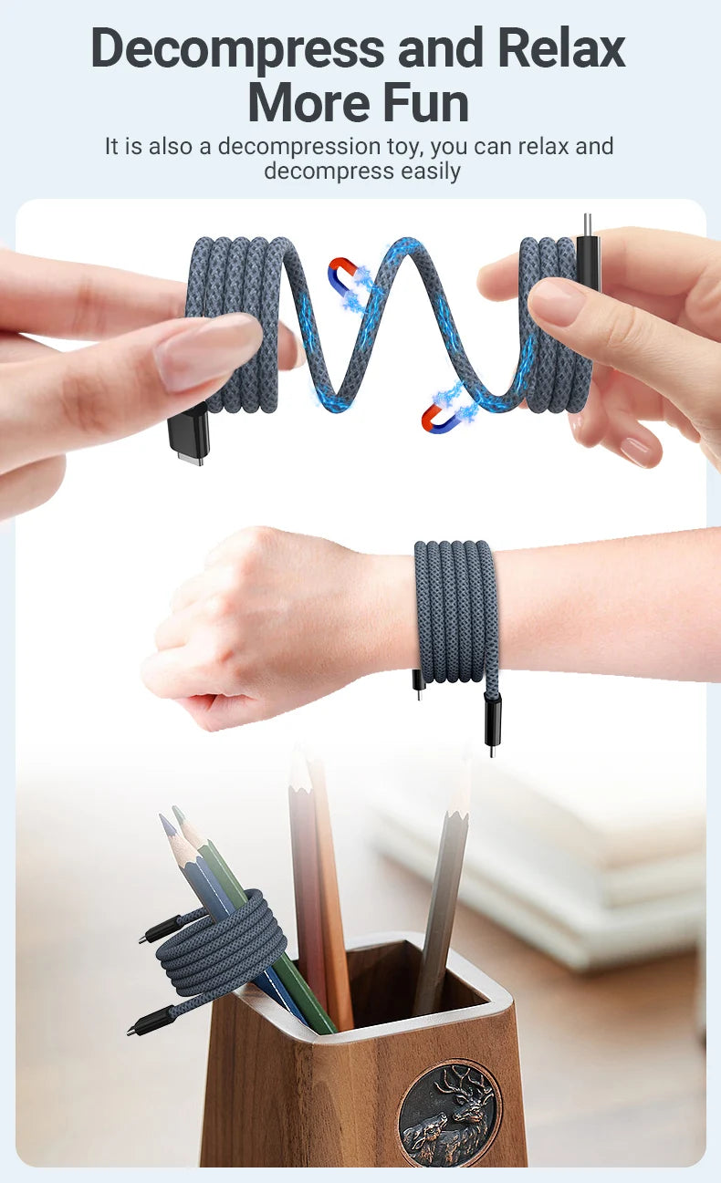 Magnetic USB-C to USB-C Fast Charging Cable (100W)