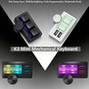 A K3 Mini Mechanical Keyboard showing various lighting modes and features like RGB backlighting and a multimedia knob.
