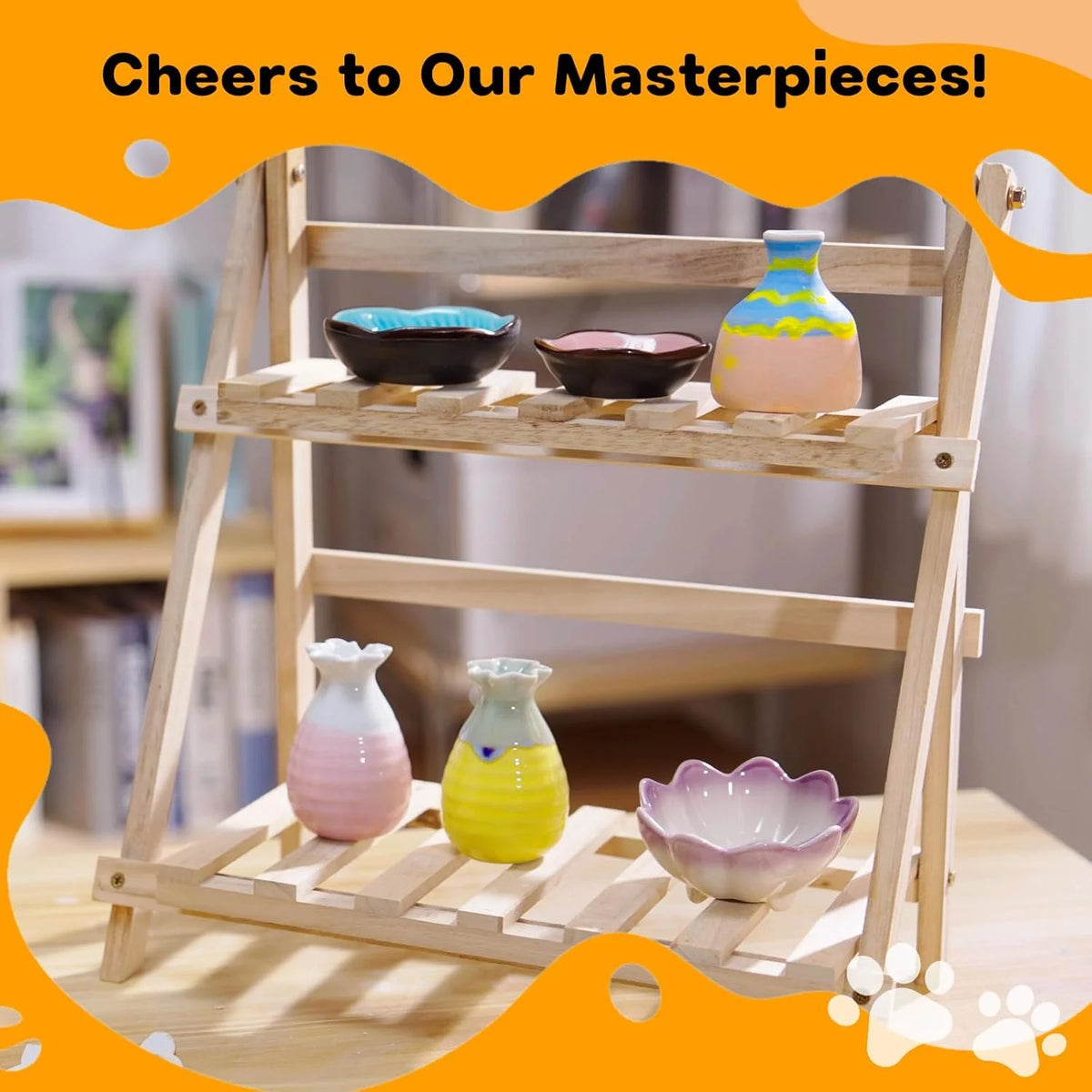 Kids Pottery Wheel Kit with Air-Dry Clay and Painting Supplies