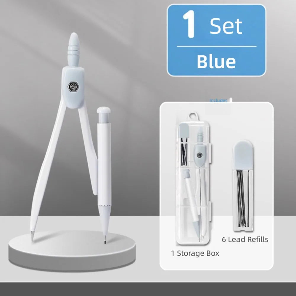8-Piece Geometry Set – Transparent Rulers, Protractor, Compass & Eraser