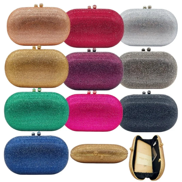Rhinestone Evening Clutch with Chain Strap