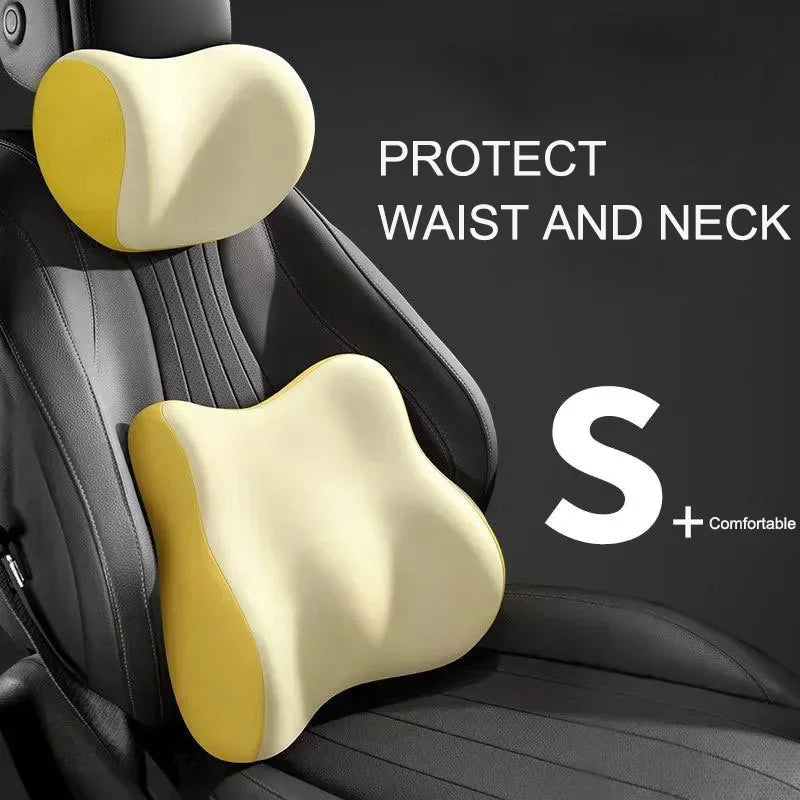 Memory Foam Car Neck & Lumbar Support Cushion Set