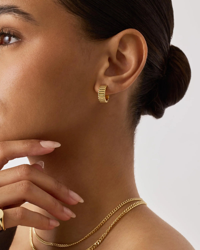 Chunky Gold-Plated Hoop Huggie Earrings