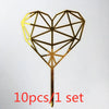 Gold Acrylic Happy Birthday Cake Toppers (Set of 10)