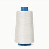 A spool of white heavy-duty waxed nylon thread with a blue core for sewing and repairs.