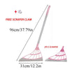 A silicone squeegee broom with a long adjustable handle and two scrapers shown in pink and gray.