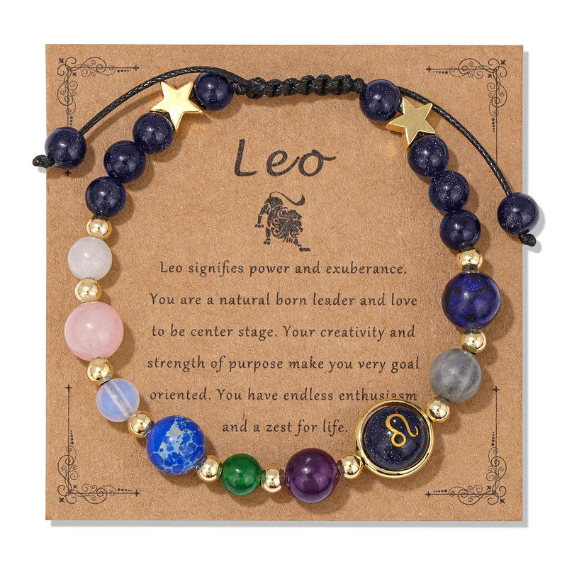 12 Zodiac Signs Natural Stone Bracelet