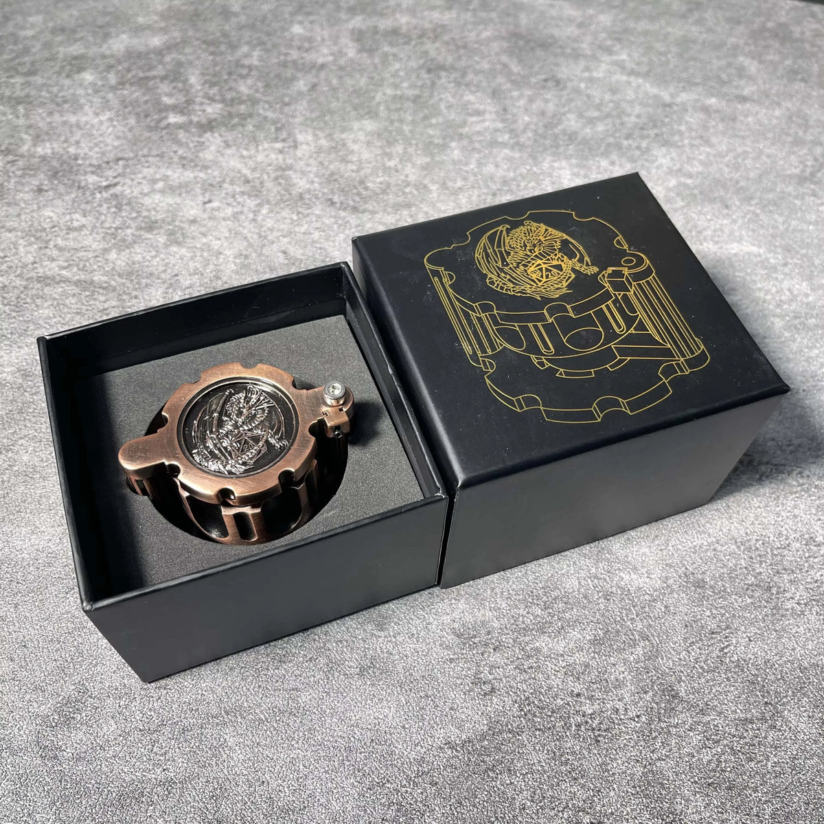 Golden Metal Revolver Dice Set for Tabletop RPGs