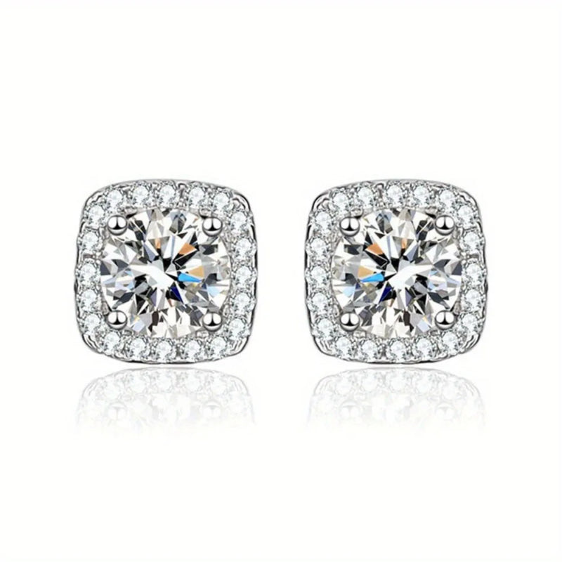 Silver-Tone Cubic Zirconia Stud Earrings