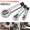 A set of metal wrenches used for rusty nut separation and removing damaged screws.