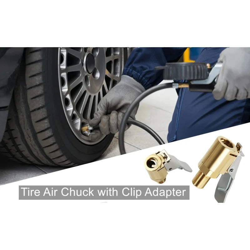 Brass Locking Nozzle Tire Air Chuck Clip Adapter