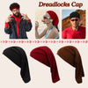 A set of black, maroon, and brown stretchable spandex dreadlock tube hair protection caps shown in various angles.