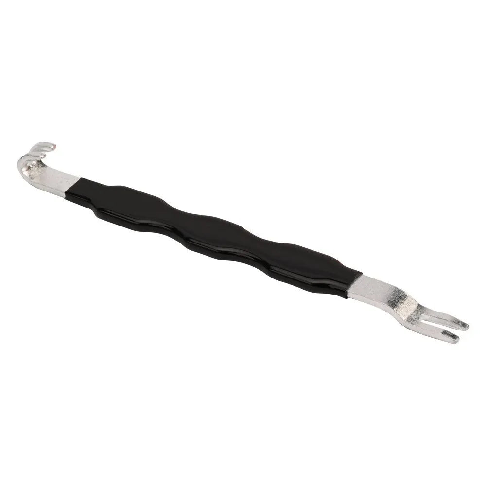 A silver and black automotive electrical connector removal tool.