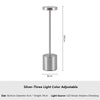 Silver three light color adjustable LED table lamp with a cylindrical base and a vertical stand