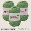 Three skeins of Vanilla Green milk cot skin-friendly yarn for knitting and crochet projects