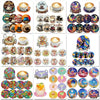 A collection of sparkling diamond painting coasters and a holder set featuring various colorful designs.