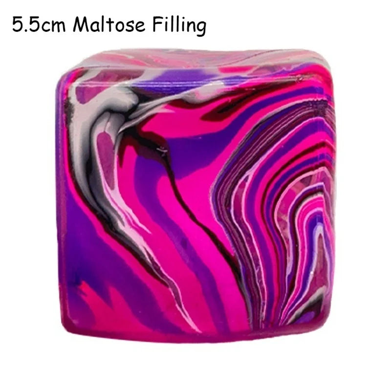 Squishy Stress Relief Cube with Soothing Swirl Design