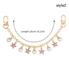 Cherry Blossom Bow Enamel Bag Chain with Heart Charms