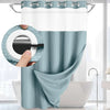 Double-Layer Waffle Shower Curtain with Built-in Snap Liner