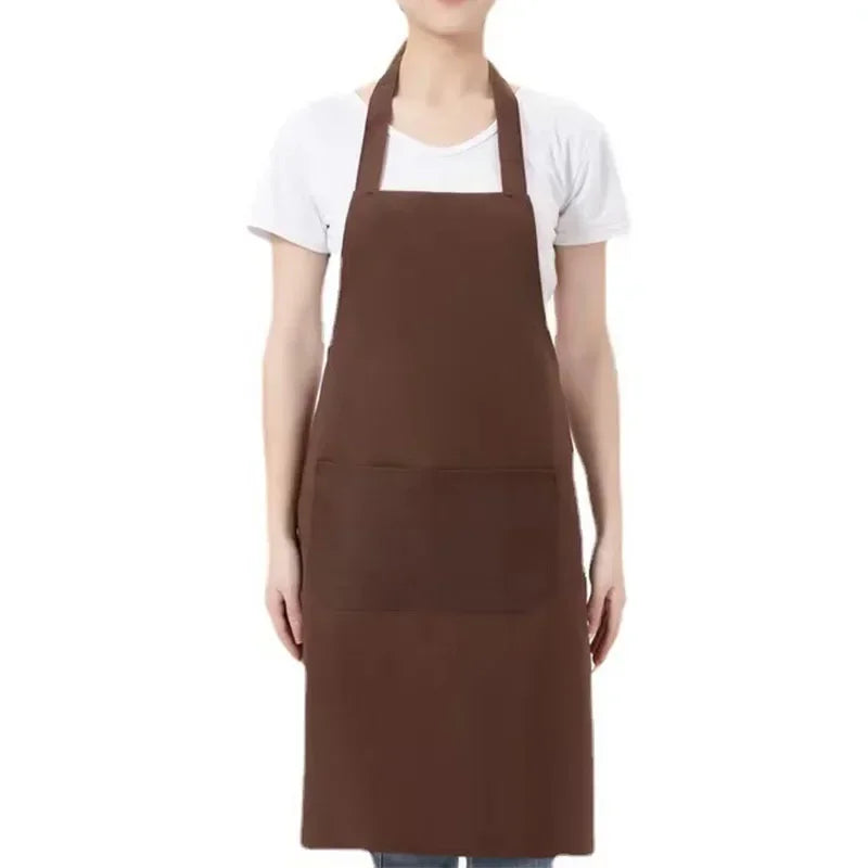 Adjustable Solid Color Kitchen Apron with Pocket