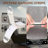 White picture hanging strips showing a hook and loop for securing pictures.