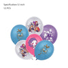 Twelve glossy balloons featuring characters from a music-themed birthday party kit