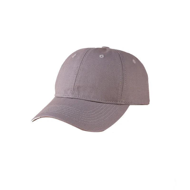 A solid gray classic cotton dad hat shown from the side.
