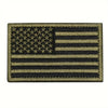 A rectangular patch featuring a distressed American flag design with black and gold stripes and stars.